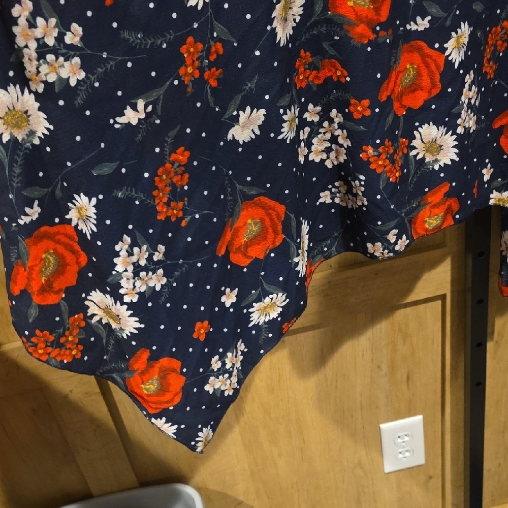 (J57) Rosegal Navy Floral Midi Dress Sz XL off Shoulder Sexy Look - Picture 4 of 9